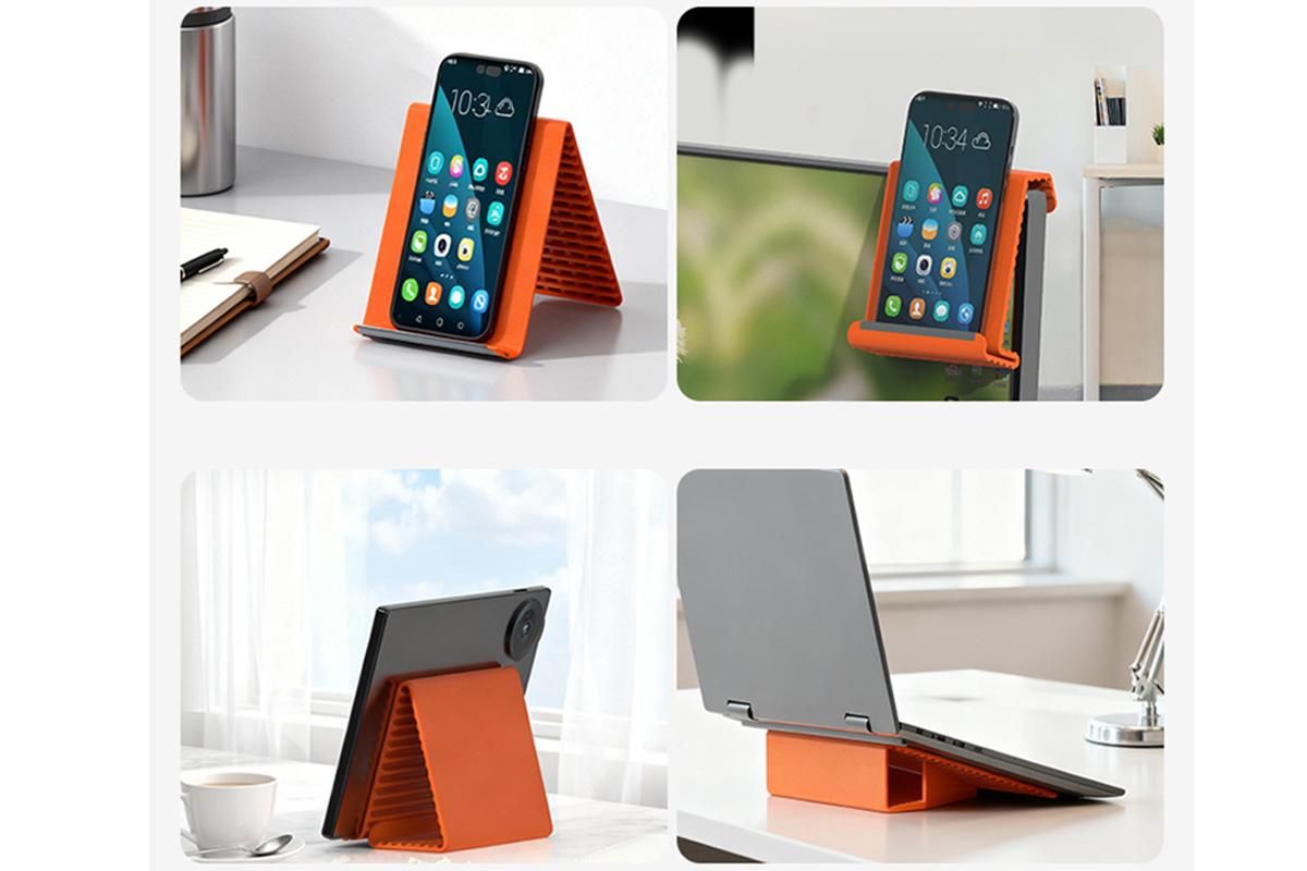 Portable Silicone Phone Stand Desk Holder for Office Travel Airplane-Orange