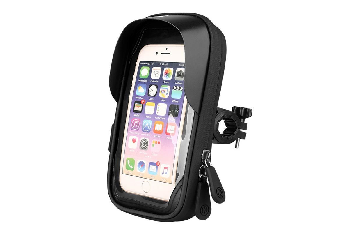 Waterproof Bike Phone Holder Fully Enclosed Touch Sensitive Phone Mount-Black