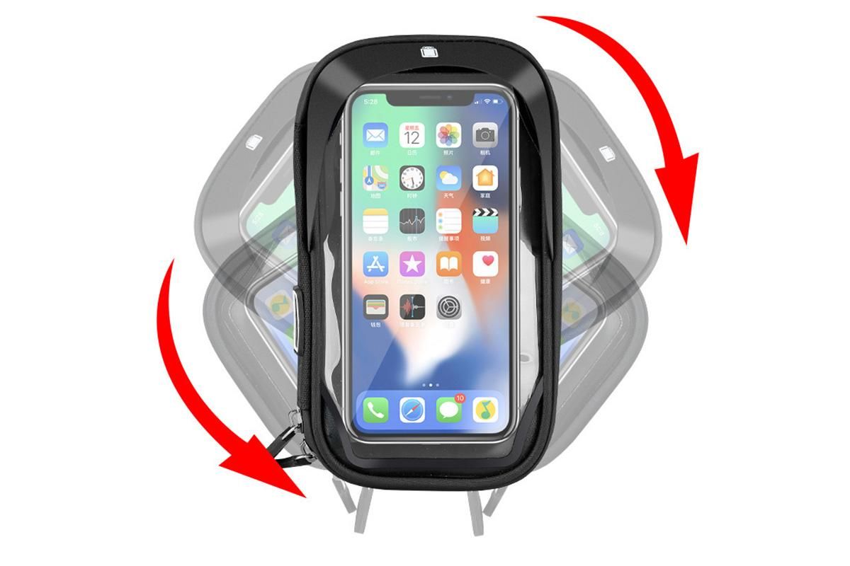 Waterproof Bike Phone Holder Fully Enclosed Touch Sensitive Phone Mount-Black