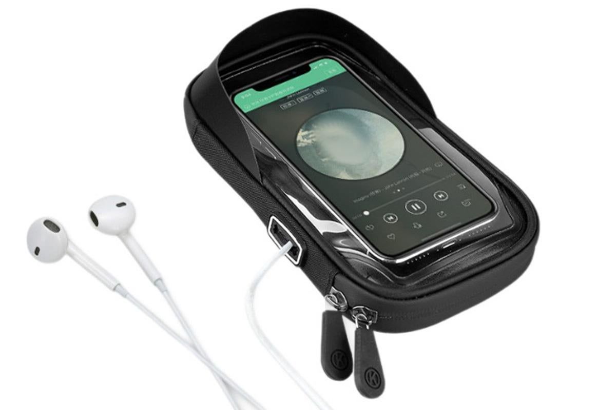 Waterproof Bike Phone Holder Fully Enclosed Touch Sensitive Phone Mount-Black