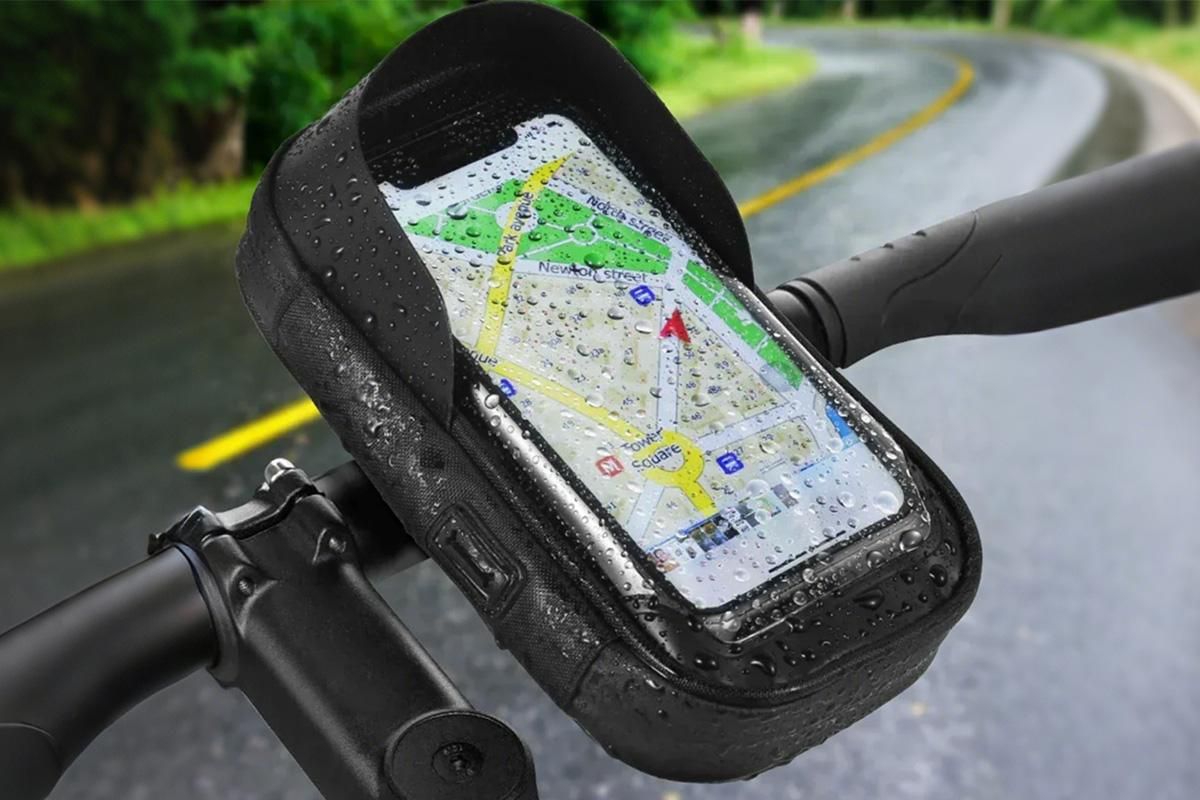 Waterproof Bike Phone Holder Fully Enclosed Touch Sensitive Phone Mount-Black
