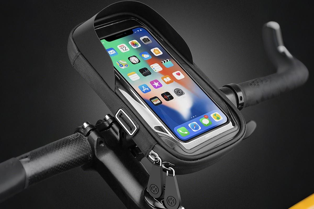 Waterproof Bike Phone Holder Fully Enclosed Touch Sensitive Phone Mount-Black