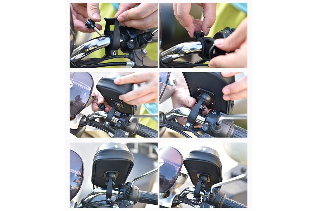 Waterproof Bike Phone Holder Fully Enclosed Touch Sensitive Phone Mount-Blue