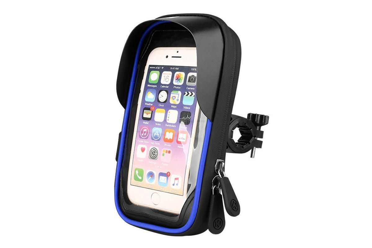 Waterproof Bike Phone Holder Fully Enclosed Touch Sensitive Phone Mount-Blue