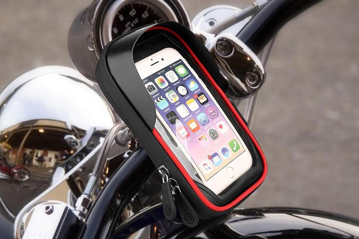 Waterproof Bike Phone Holder Fully Enclosed Touch Sensitive Phone Mount-Red
