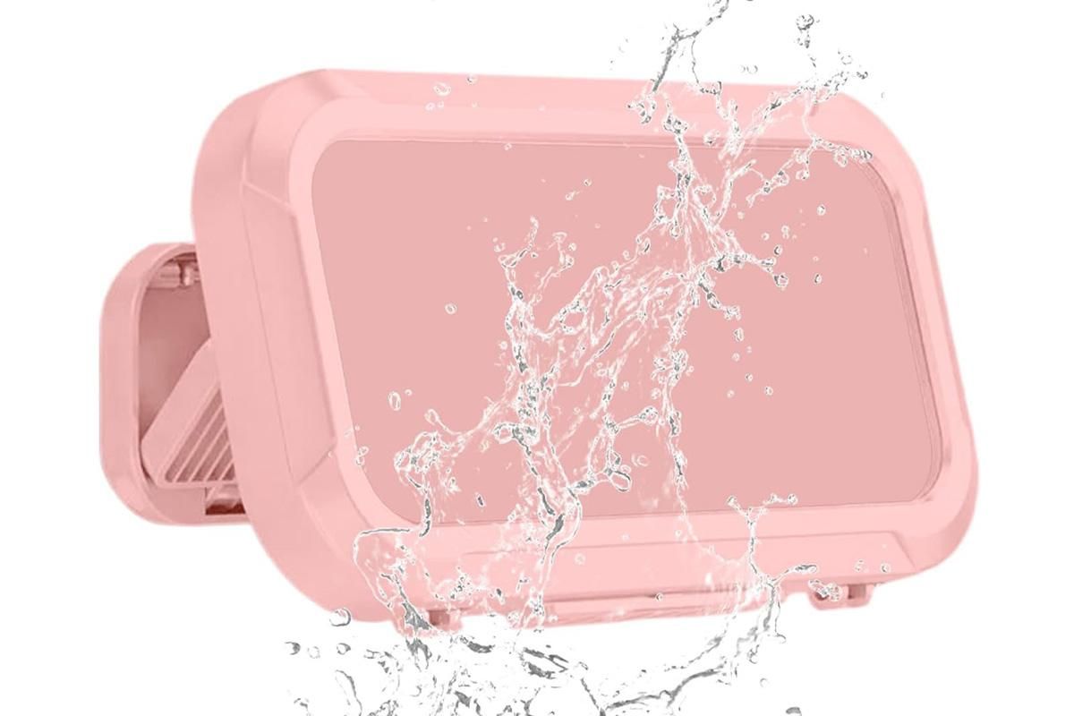 Waterproof Anti-Fog Rotating Shower Phone Holder for Bathroom-Light Pink