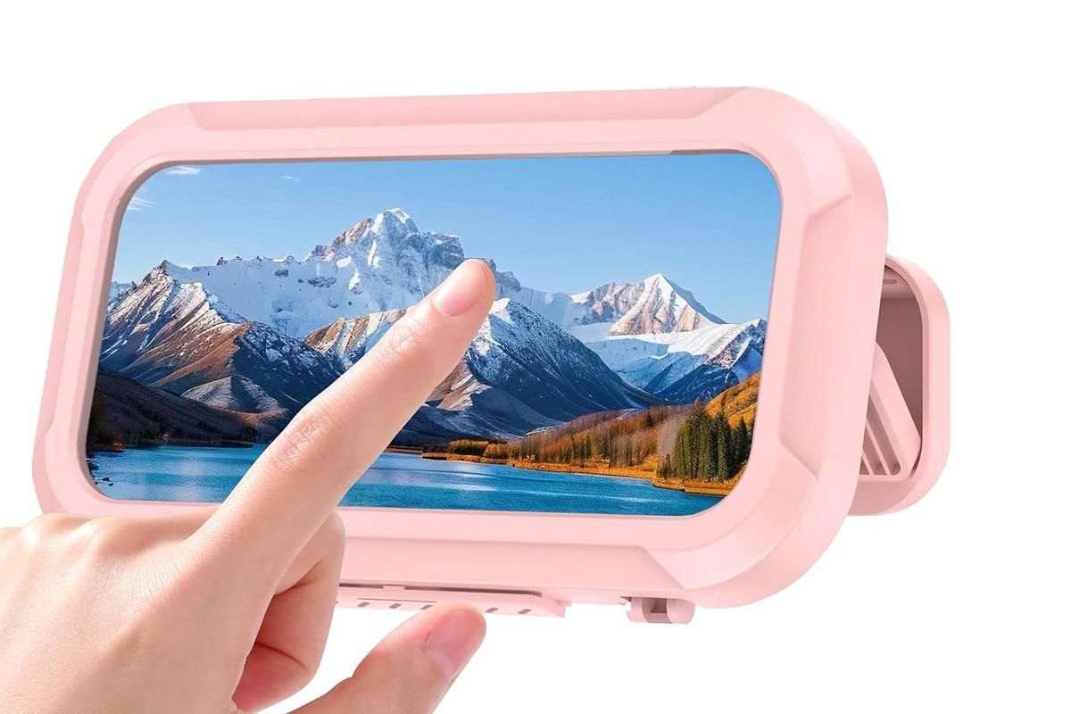 Waterproof Anti-Fog Rotating Shower Phone Holder for Bathroom-Light Pink