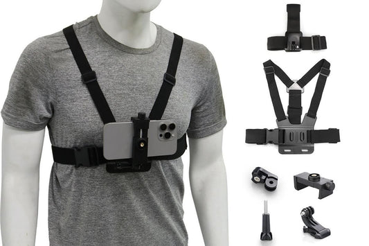6-Piece Head Strap and Chest Harness Mount Kit for Phone Action Camera