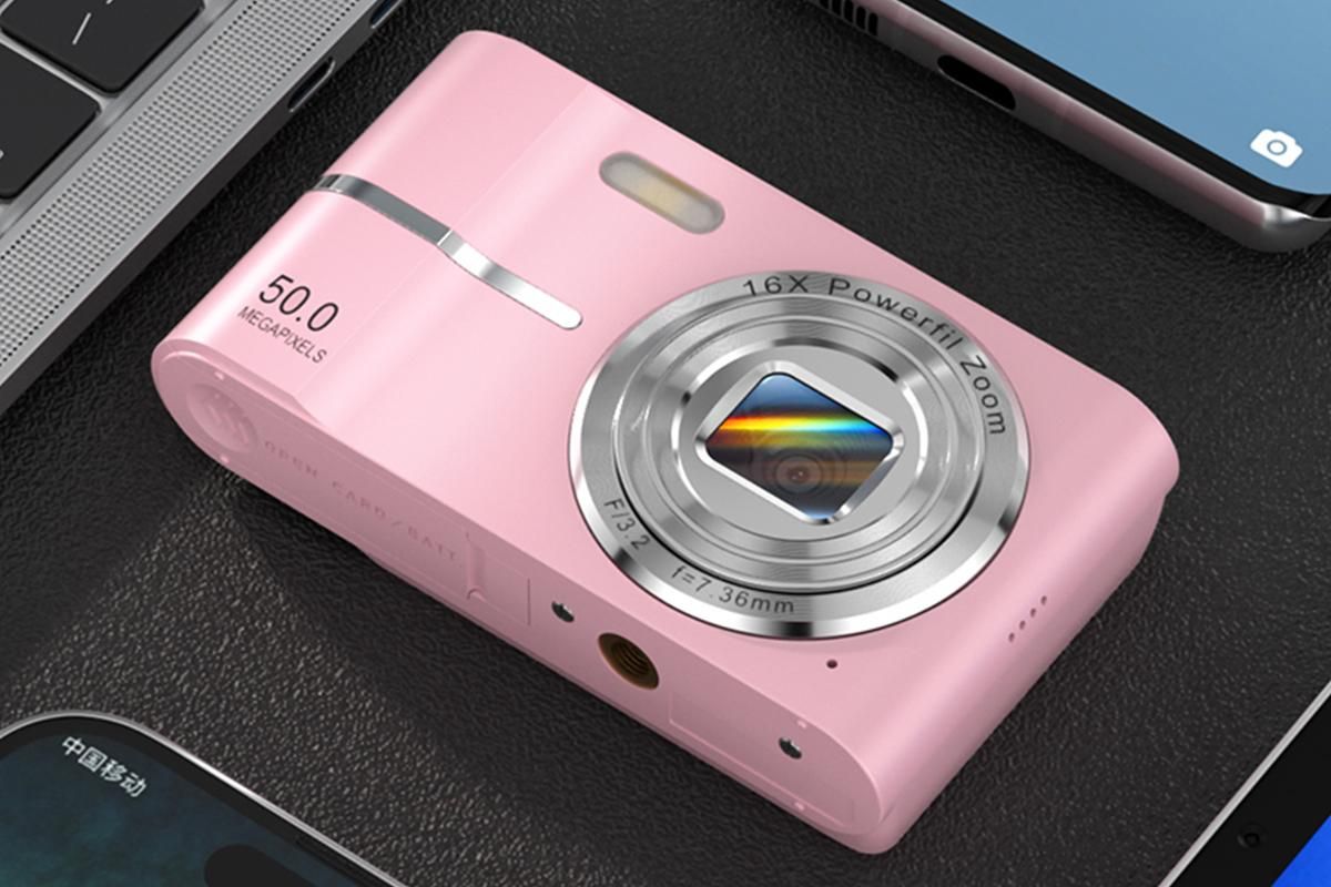 Digital Camera 4K Screen Video Camera With 32GB Memory Card-Pink