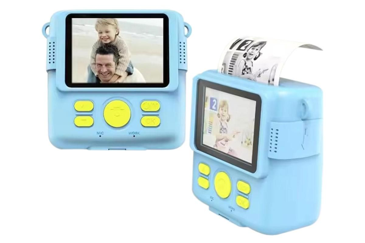 Instant Print Camera for Kids Zero Ink Print Photo Camera with 32G TF Card-Blue