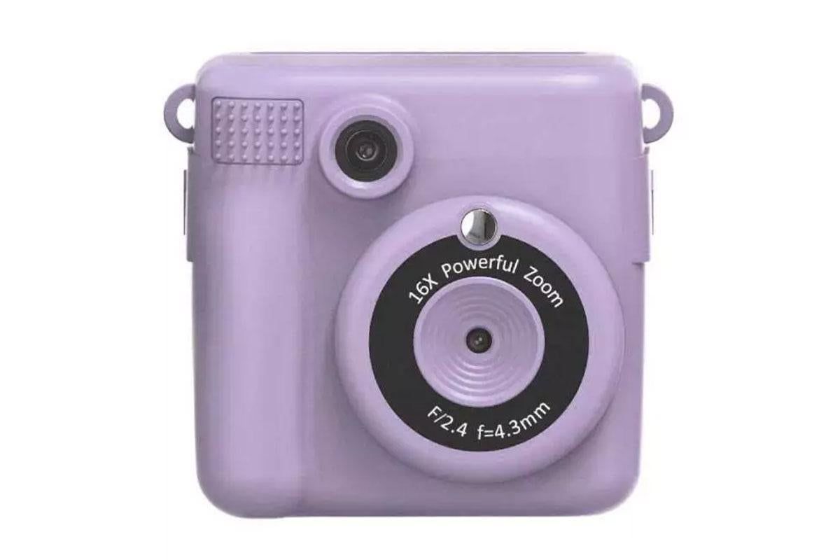 Instant Print Camera for Kids Zero Ink Print Photo Camera with 32G TF Card-Purple