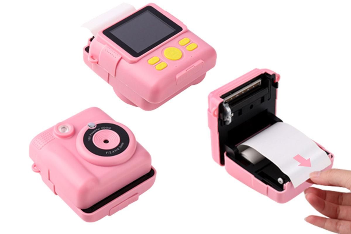 Instant Print Camera for Kids Zero Ink Print Photo Camera with 32G TF Card-Pink