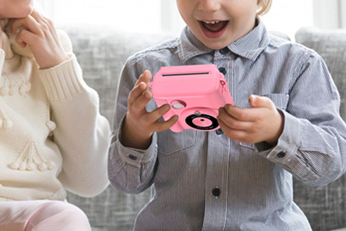 Instant Print Camera for Kids Zero Ink Print Photo Camera with 32G TF Card-Pink