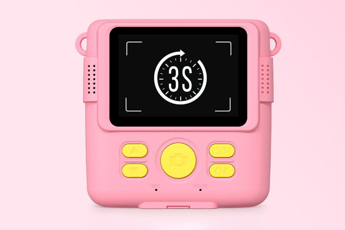 Instant Print Camera for Kids Zero Ink Print Photo Camera with 32G TF Card-Pink