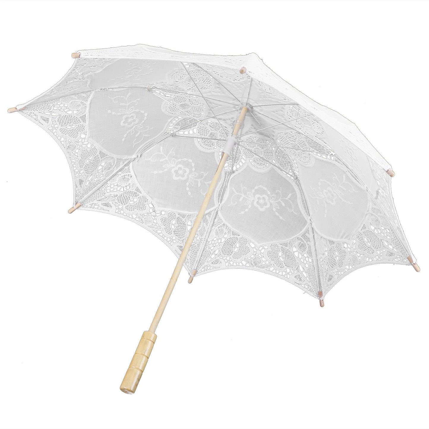 Lace Umbrella Wedding Bridal Parasol Umbrella for Photography Props Wedding SuppliesL White
