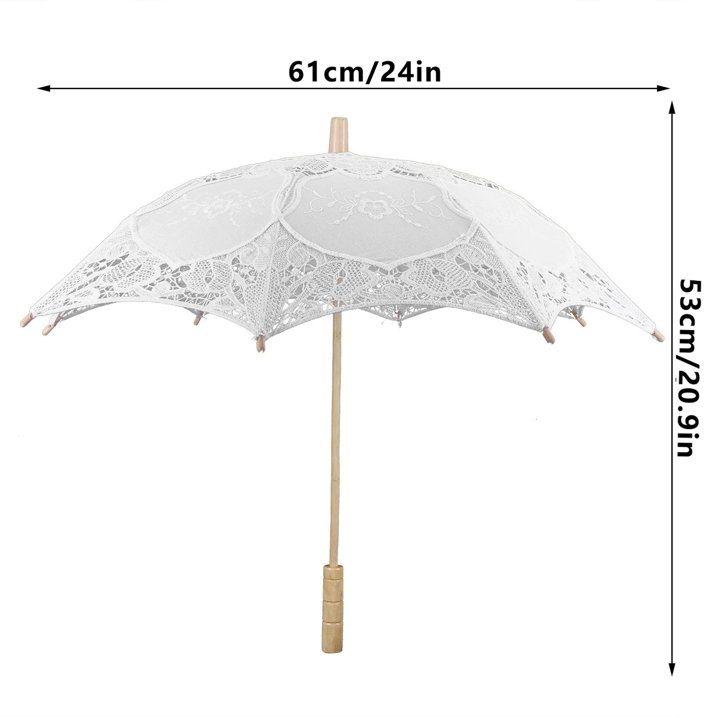 Lace Umbrella Wedding Bridal Parasol Umbrella for Photography Props Wedding SuppliesL White