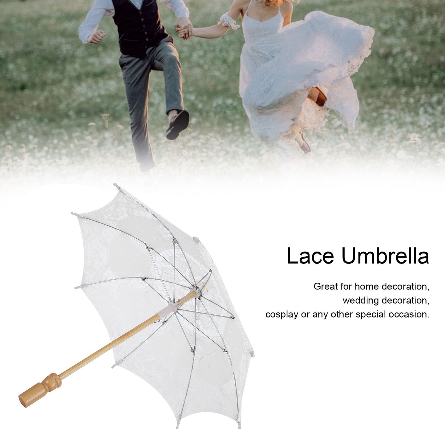 Lace Umbrella Wedding Bridal Parasol Umbrella for Photography Props Wedding SuppliesS White