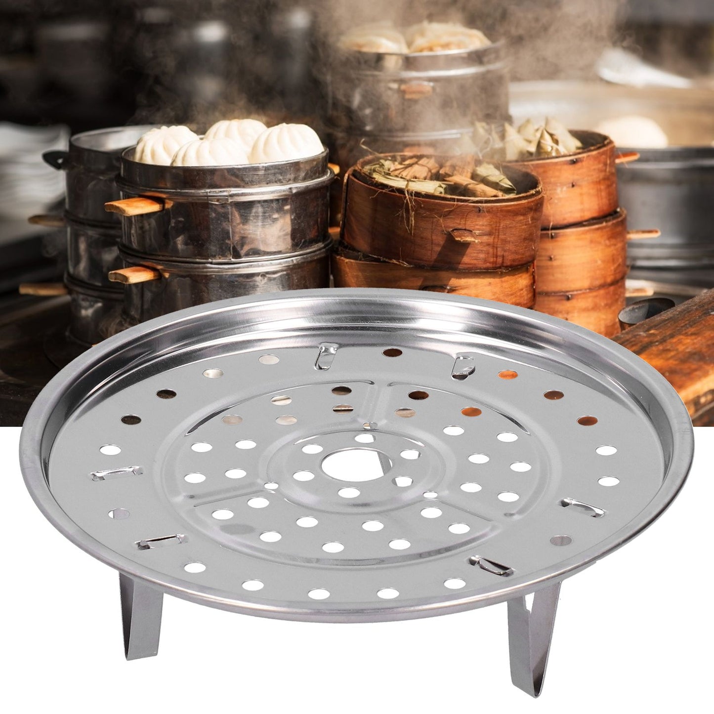 Stainless Steel Heat Resistant Steaming Rack Tripod Design Non Stick Rack for Food Cake(23.5CM )