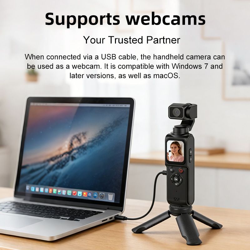 AT-M105 Pocket Gimbal Vlog Camera, 4K HD Handheld Video Camera，black，64GB