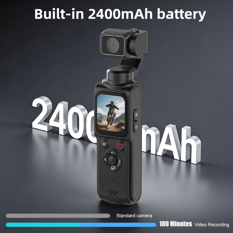 AT-M105 Pocket Gimbal Vlog Camera, 4K HD Handheld Video Camera，pink，16GB