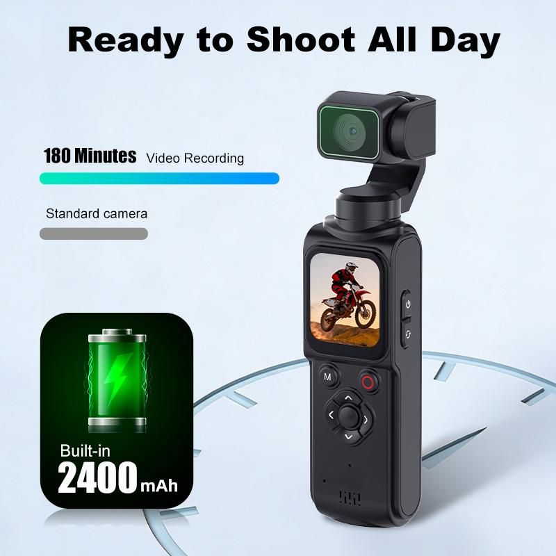 AT-M105 Pocket Gimbal Vlog Camera, 4K HD Handheld Video Camera，pink，32GB