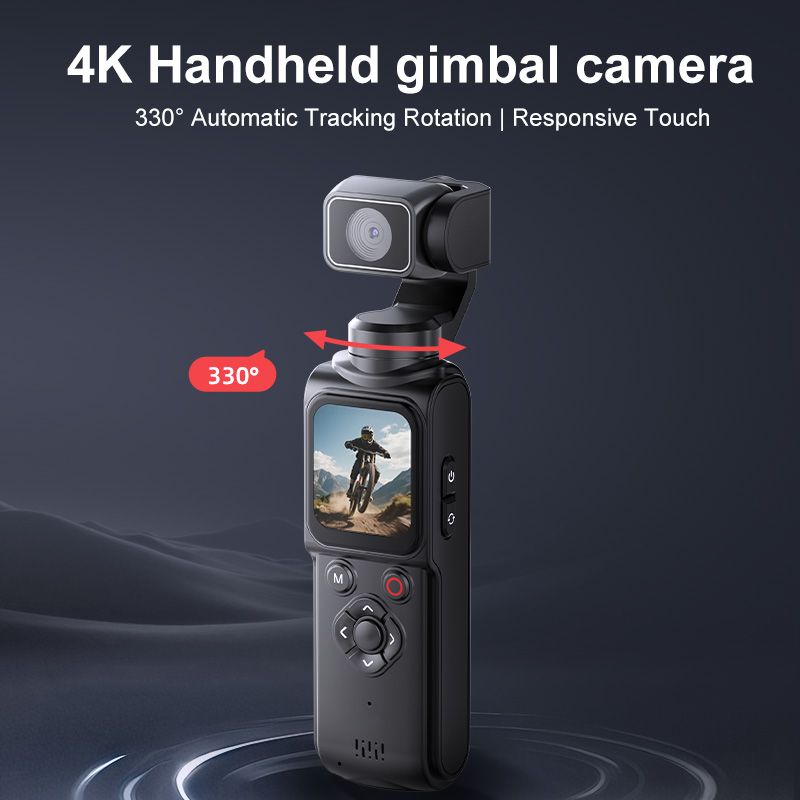AT-M105 Pocket Gimbal Vlog Camera, 4K HD Handheld Video Camera，white，16GB