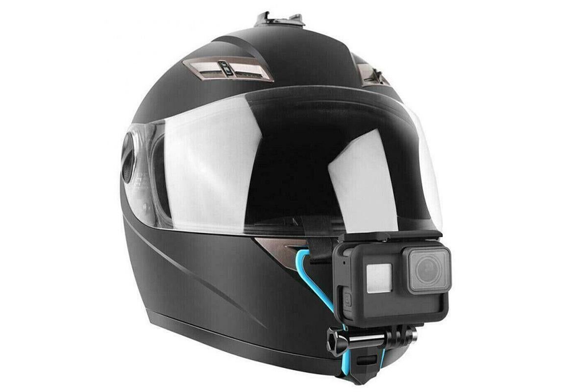 Motorcycle Helmet Chin Mount for Action Camera Quick Release Shockproof - Blue