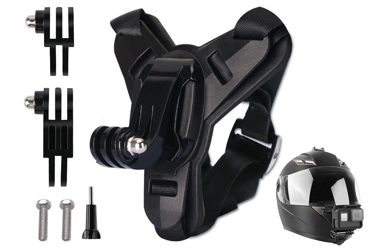 Motorcycle Helmet Chin Mount for Action Camera Quick Release Shockproof - Black