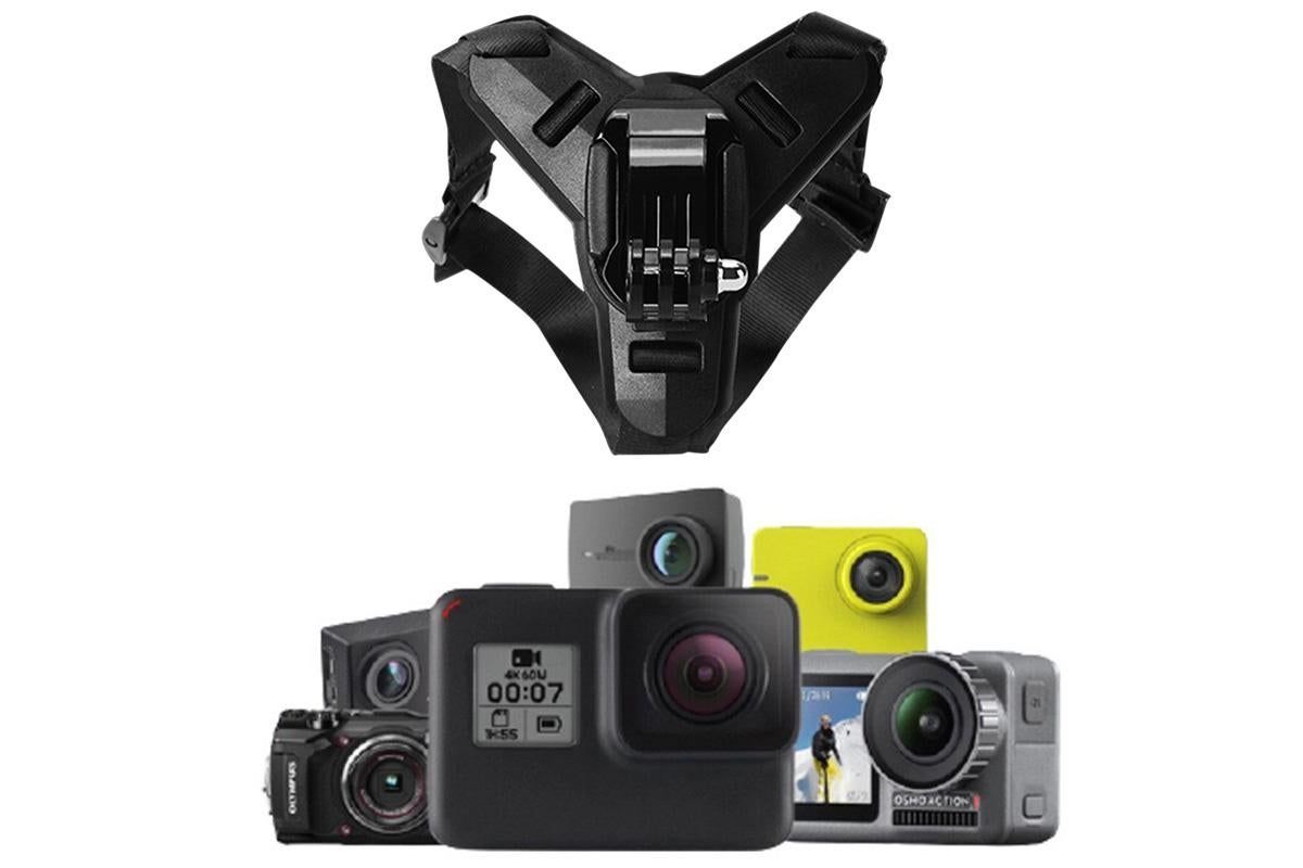 Motorcycle Helmet Chin Mount for Action Camera Quick Release Shockproof - Black