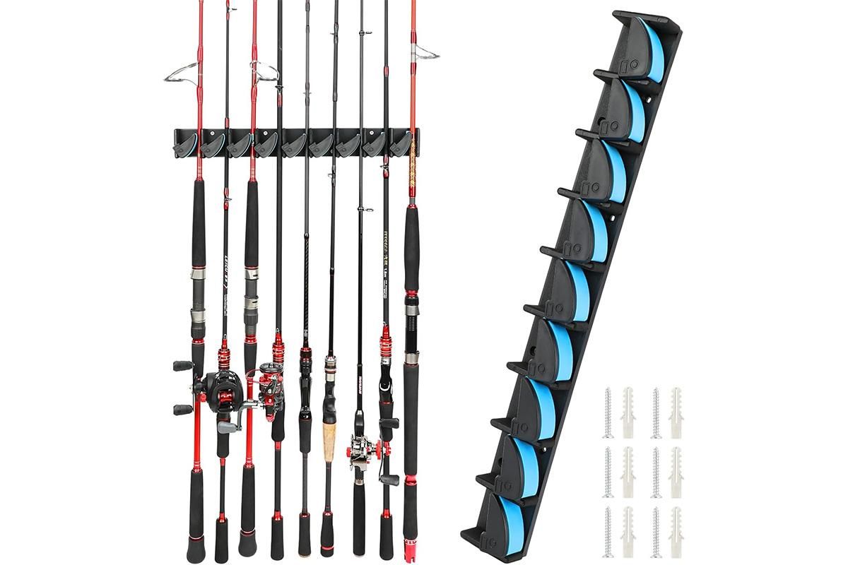 Fishing Pole Holder Holds Up to 9 Rods or Combos for Rods of Diameter 3 to 19mm