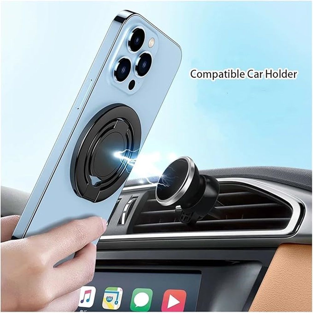 Magnetic Ring Holder Dual-Side Magnetics, Removable Gym Phone Grip with Kickstand for iPhone 17/16/15/14/13/12/ Series All Phones Compatible with Magnetic Car Mount