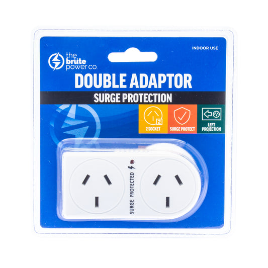 THE BRUTE POWER CO. Double Adaptor - Flat Left + Surge Protection