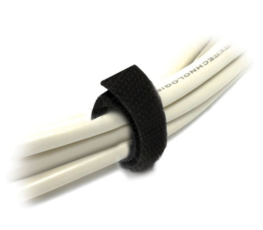 8WARE 25m x 12mm Wide Velcro Cable Tie Hook & Loop Continuous Double Sided Self Adhesive Fastener Sticky Tape Roll Black