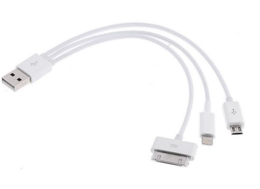 ASTROTEK USB 3 in 1 Data Charger Cable 60cm for iPhone Samsung USB to Micro B 9 pins 30 pins LS