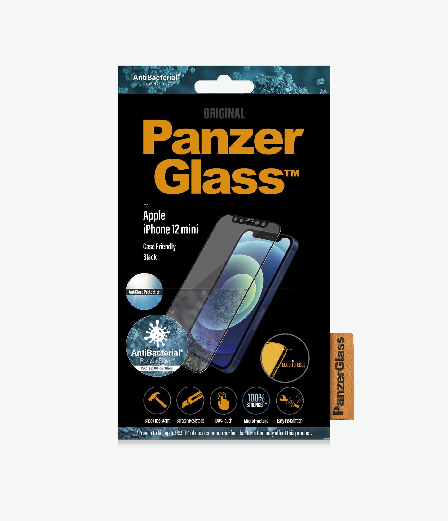 PANZER GLASS iPhone 12 Mini Black - Anti-glare (2719) - Screen Protector - Full frame coverage