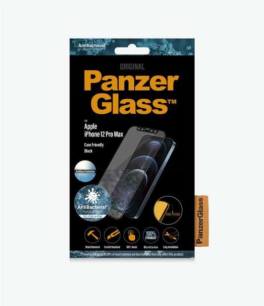 PANZER GLASS iPhone 12 Pro Max - Anti-glare (2721) - Screen Protector - Full Frame Coverage, Rounded Edges, Shock resistant