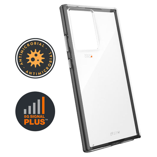 FORCE TECHNOLOGY Aspen Case for Samsung Galaxy Note20 - Clear/ Slate Grey EFCDUSG266BLC, Antimicrobial, 6-meter drop tested to MIL-STD-810G-516, Shock protection