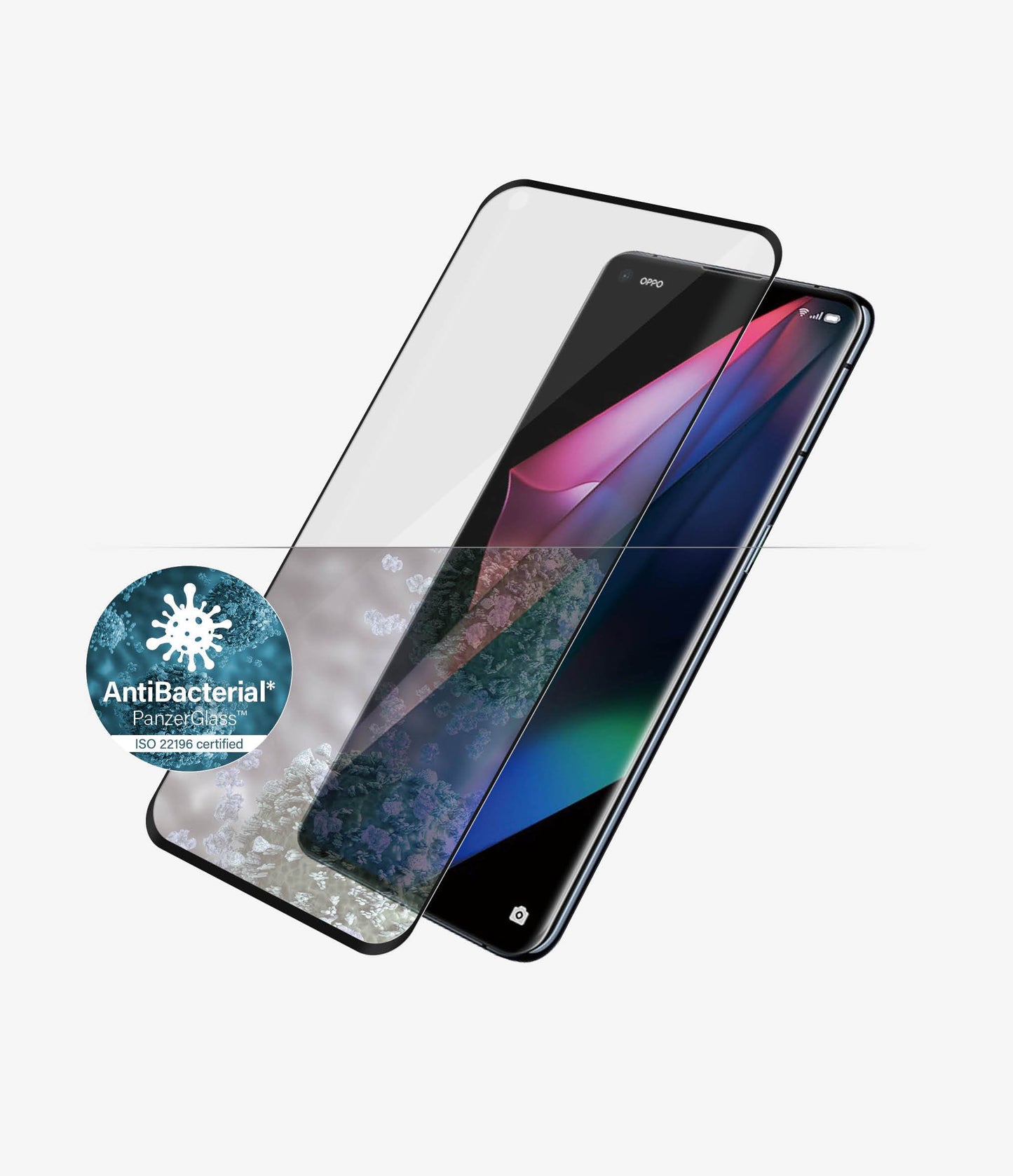 PANZER GLASS Screen Protector - Case Friendly - For Oppo Find X3 Pro -Full Frame Coverage,Anti-Bacterial,Crystal Clear,100% Touch Preservation