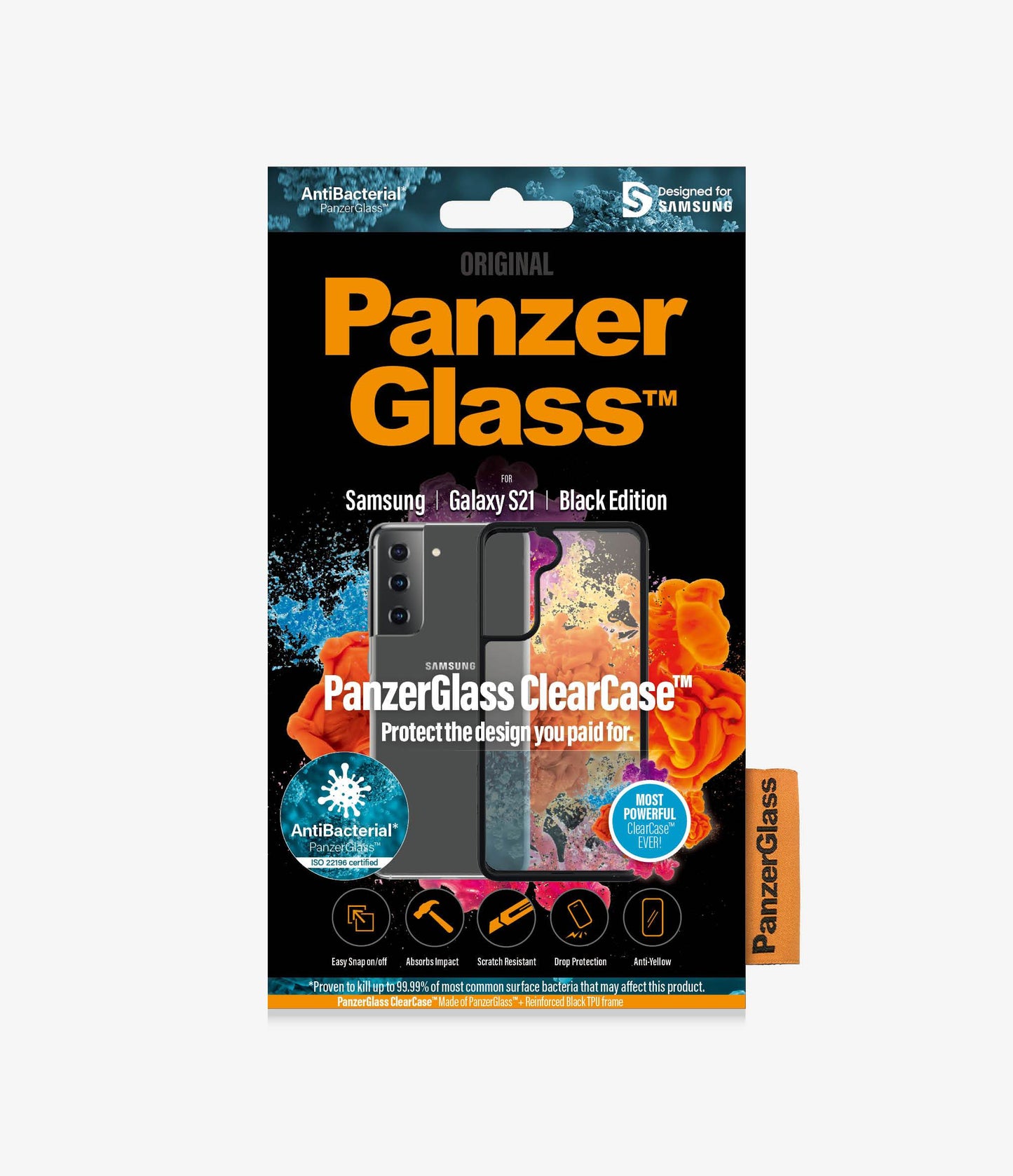 PANZER GLASS ClearCase  Samsung Galaxy S21 - Black Edition- (0261) Scratch resistant