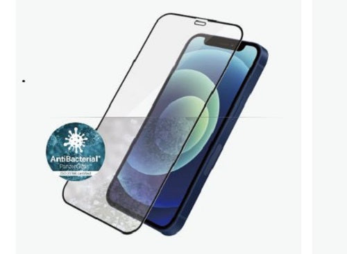 PANZER GLASS Screen Protector - Case Friendly - For Apple iPhone 12 Mini-Black - Antibactrial Glass,Protects the Entire Screen,Shock Absorbing