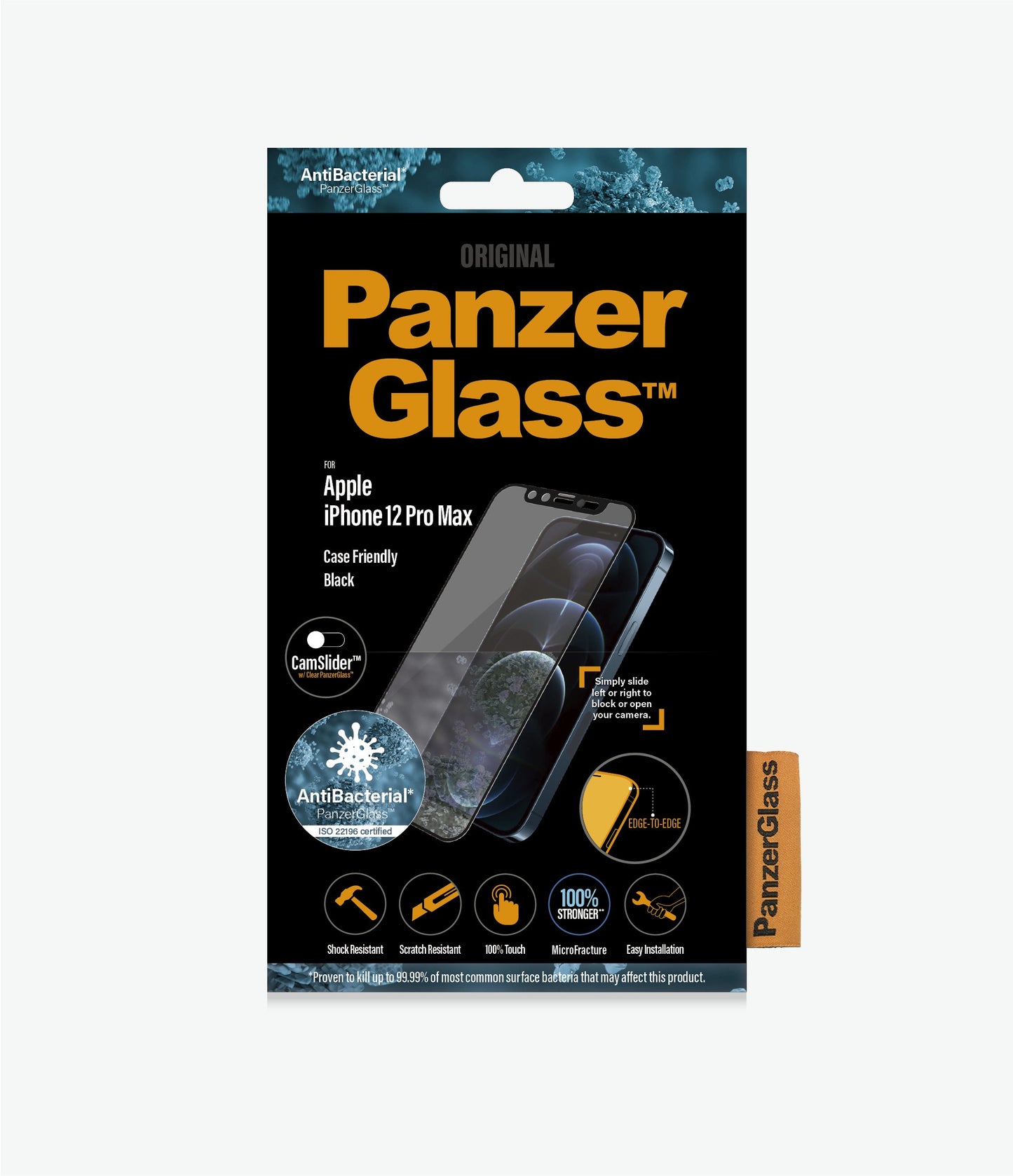 PANZER GLASS iPhone 12 Pro Max - Black - CamSlider  Screen Protector (2715) Easy to install