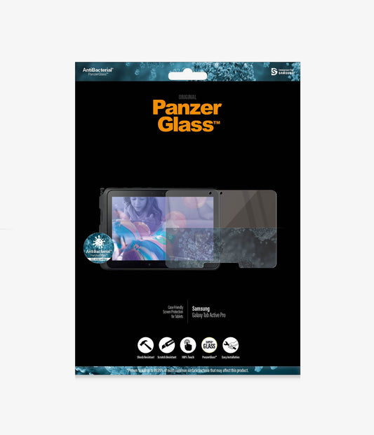 PANZER GLASS Samsung Galaxy Tab Active Pro - Screen Protector - Full Frame Coverage, Rounded Edges, Crystal Clear, Anti Bacterial