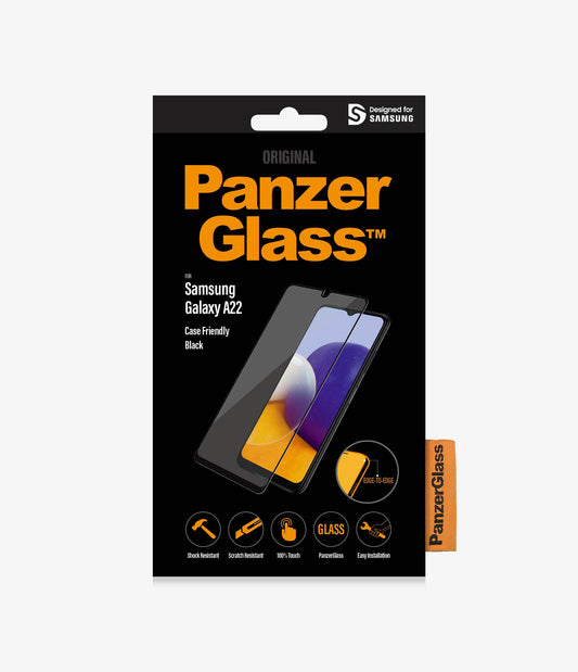 PANZER GLASS Samsung Galaxy A22 - Clear glass (7278) - Screen Protector - Full frame coverage, Rounded edges, Crystal clear, 100% touch preservation