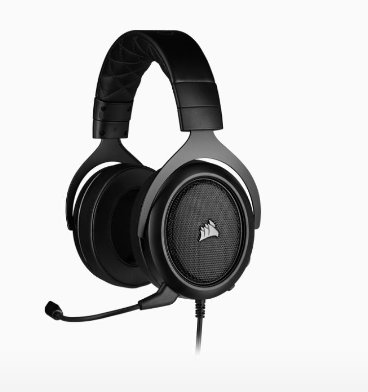 Corsair HS50 PRO Carbon STEREO Gaming Headset, Plush Foam, 50mm neodymium Drivers, Uni-directional microphone, Discord certified. Multi-Platform