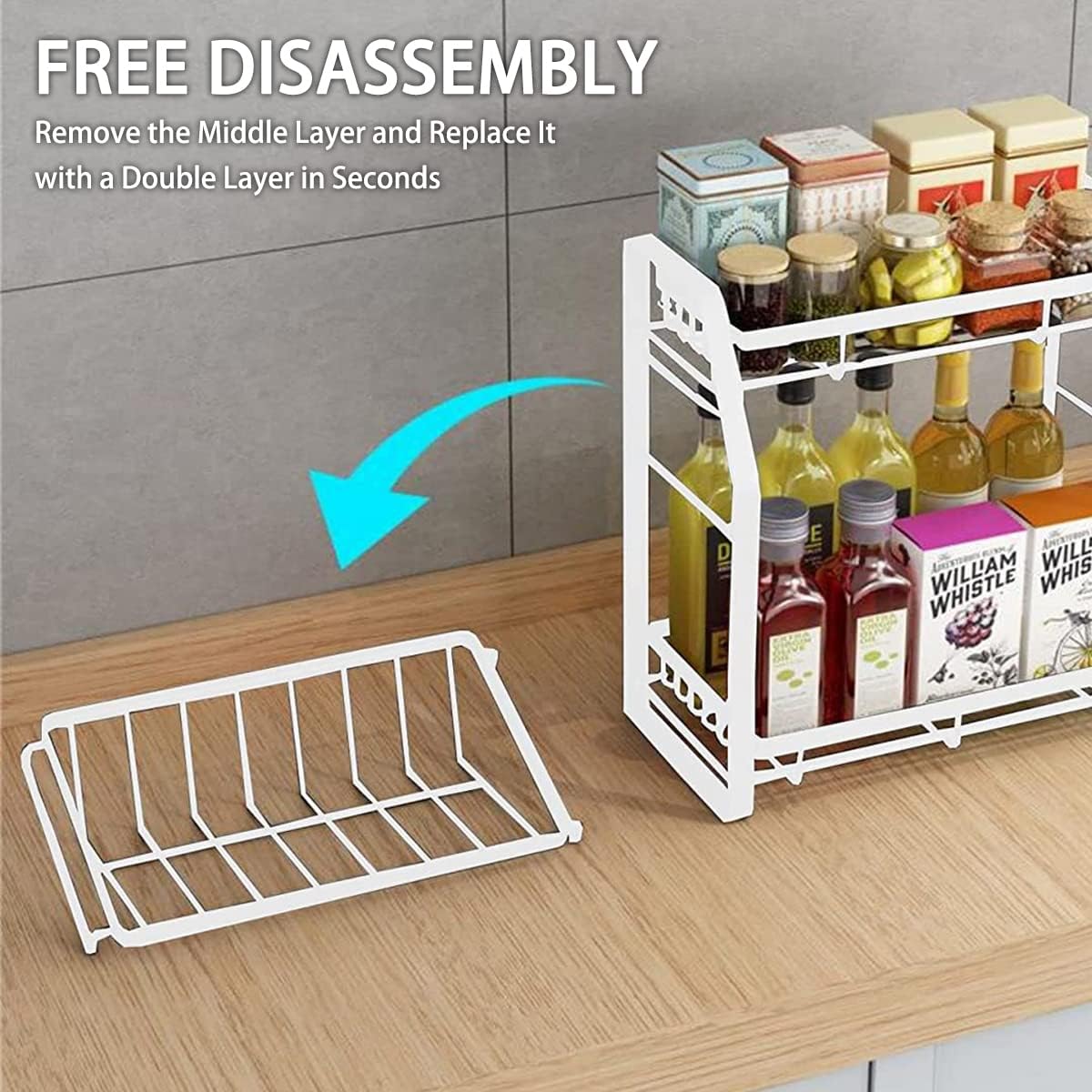 3-Tier Detachable Spice Rack Storage Organiser for Kitchen Countertop