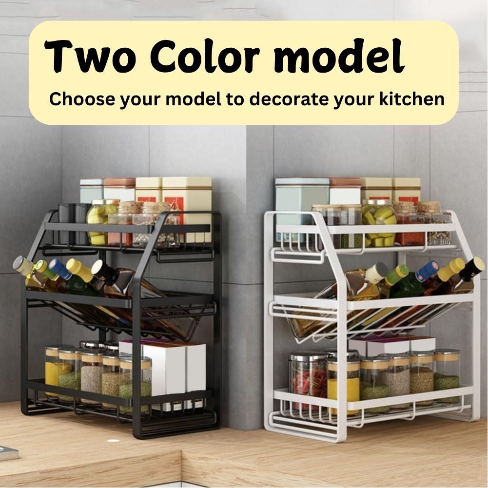 3-Tier Detachable Spice Rack Storage Organiser for Kitchen Countertop