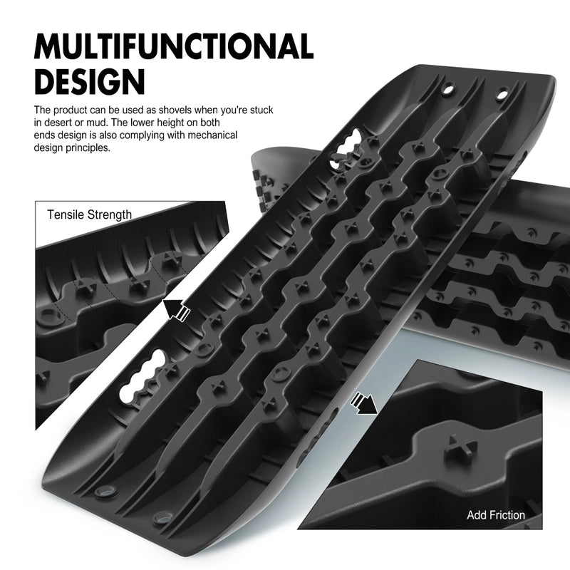 X-BULL KIT2 Recovery tracks 6pcs Board Traction Sand trucks strap mounting 4x4 Sand Snow Car BLACK