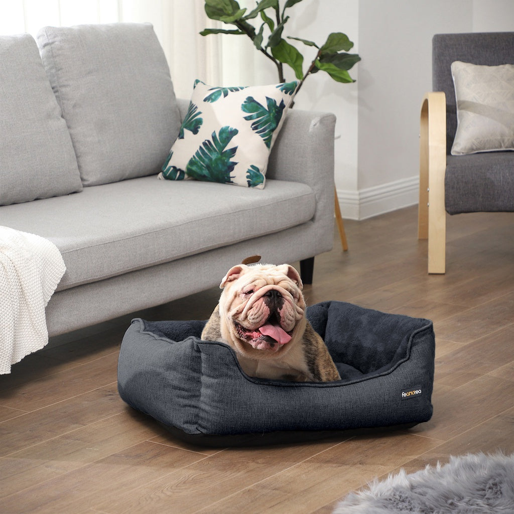 FEANDREA 70cm Dog Sofa Bed with Removable Washable Cover Dark Grey