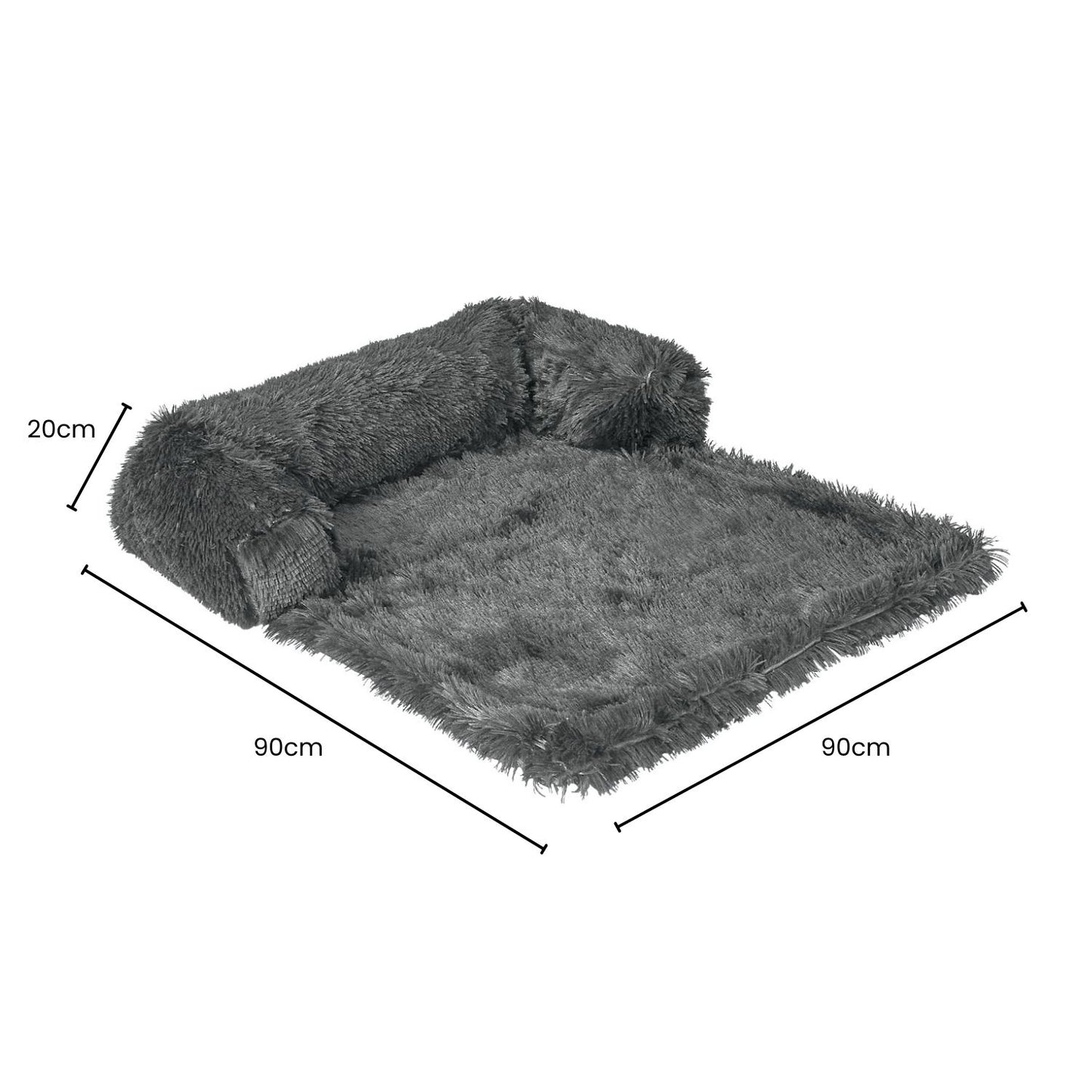 Floofi Pet Sofa Cover Soft with Bolster M Size (Grey)