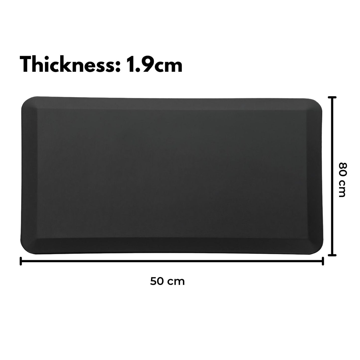 GOMINIMO 1 Pcs Anti Fatigue Floor Mat (Black, 50cm x 80cm x 1.9cm)